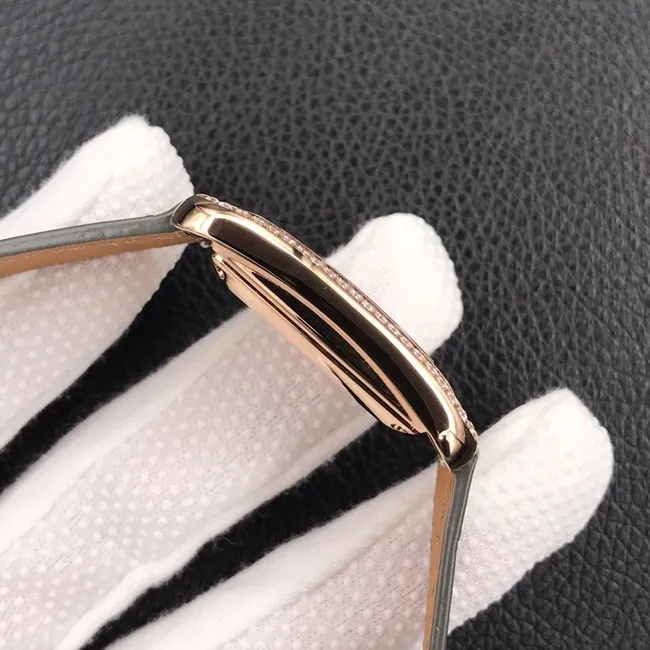 YF factory top collectible watches Hermes women's white disk brown belt square steel belt quartz watch front view