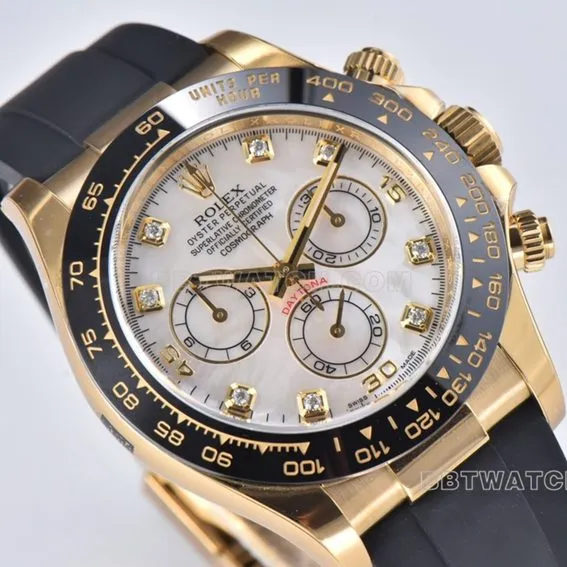 Factory C RolexDaytona1:1super mother-of-pearl disc yellow gold rubber model m116518ln-0045front live photo