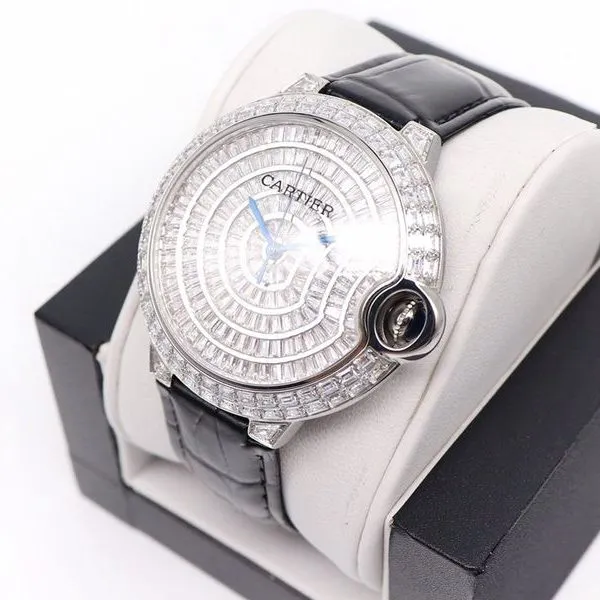 Cartier Watch Cartier Blue Balloon Square Diamond Full Diamond Watch Front View
