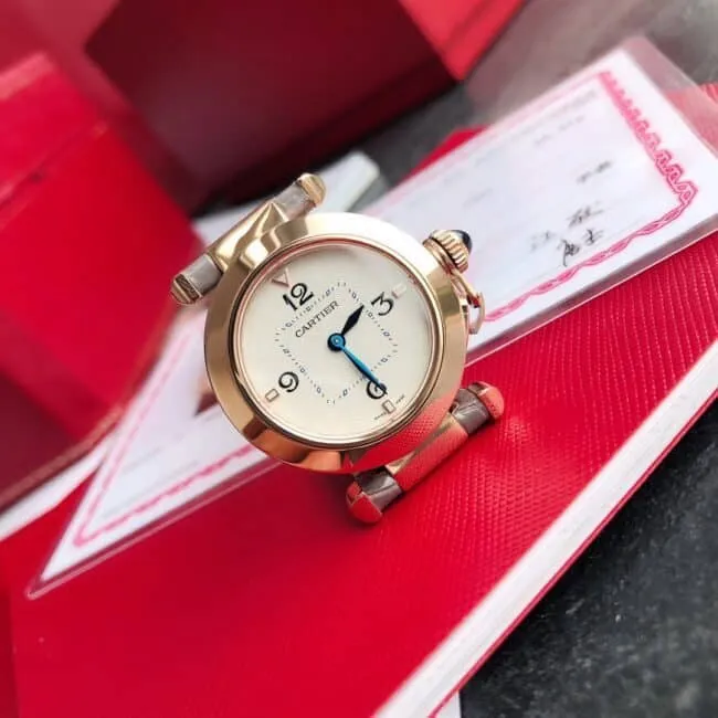 Big factory high-quality Cartier model 2 gray rose gold ladies watch front view