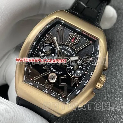 top-tier watch ABF factory Frank Muller V45black dialrose gold shell leather braceletfront live photo