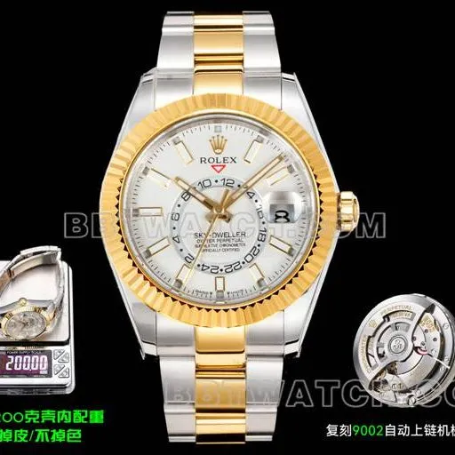 top-tier watch Navigator AR+ factory Rolexwhite dial mechanical room gold steel braceletfront live photo