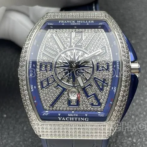Frank Muller Watch ABF Factory V45 Diamond Disc Diamond Case Blue Leather Braceletfront Live Photo