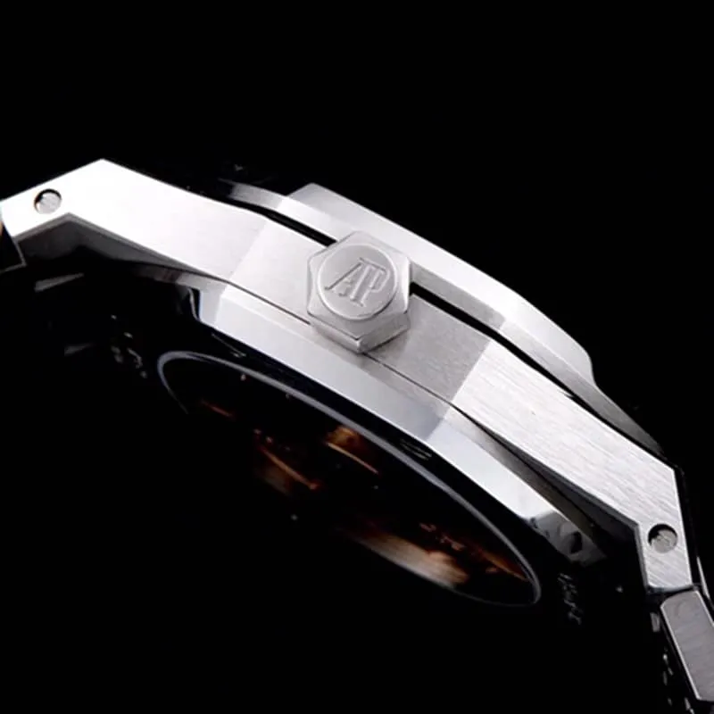 top-tier watch Audemars Piguet men's blue dial mechanical steel bracelet watch movement picture