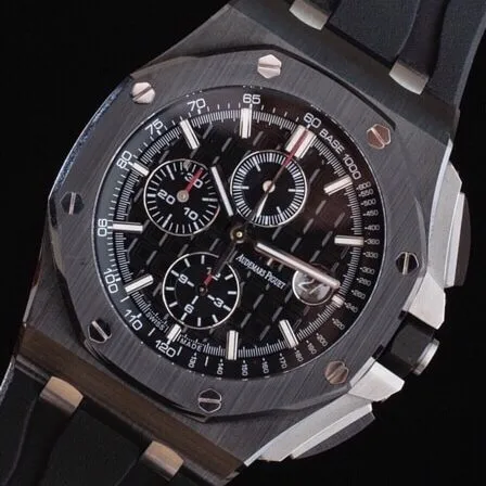 top-tiersuper cloneAPFAudemars PiguetRoyal Oak Offshore 26400black dialceramicchronograph top-tier watch front view