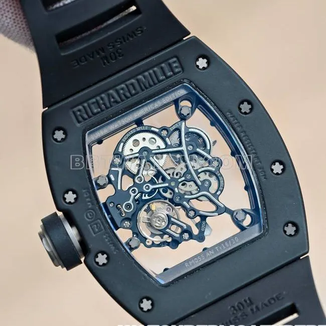 Richard Milletop-tier watch APS factory tourbillon mechanical black ceramic rubber model RM055front live photo