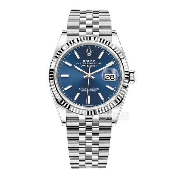 C factory Rolex log super cloneblue dial36mm five grid link m126234-0017front live photo