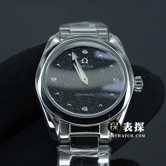 OmegaSeamaster1:1super watch ladies black dial silver needle steel bracelet model pictures and prices front live photo