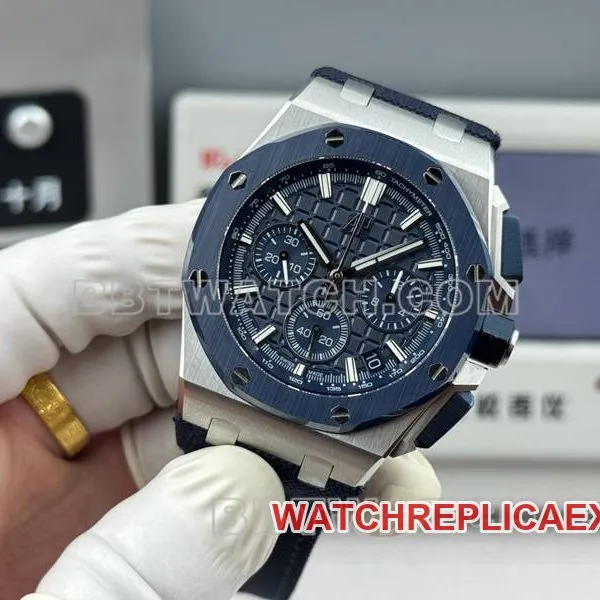 Audemars Piguet1:1replica watch LS factory Royal Oak offshore type 43MM blue dialchronograph mechanical rubber model 26420front live photo
