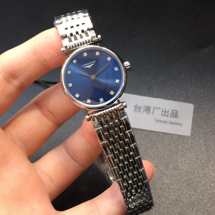 TW factory top-tier watch Longines women's blue dialsteel bracelet Jialan series quartz watch side view