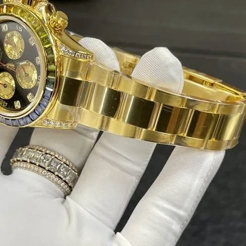 Rolextop-tier watch Rainbow Di men's black dial gold belt automatic movement watch front view