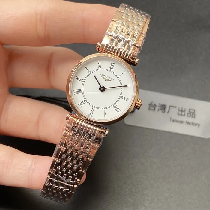 Top-tier watch Longines couple watch white dial gold belt Jialan series quartz watch back cover picture