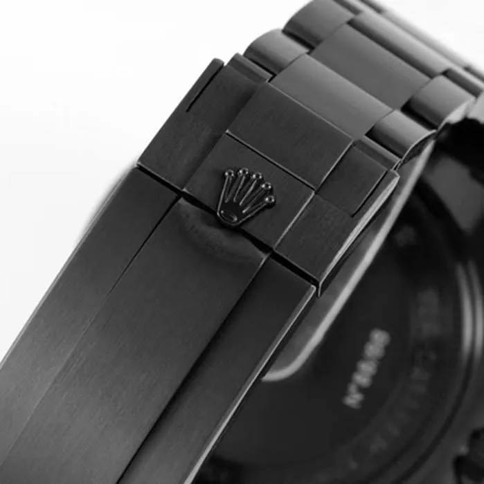top-tier watch Rolex men's black dialsteel bracelet watch front view