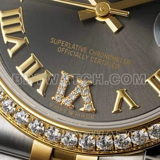 ARF FactoryRolex log top-tier 1:1high-quality dark gray plate diamond bezel31mm intergold five-lattice chain link278383side live photo