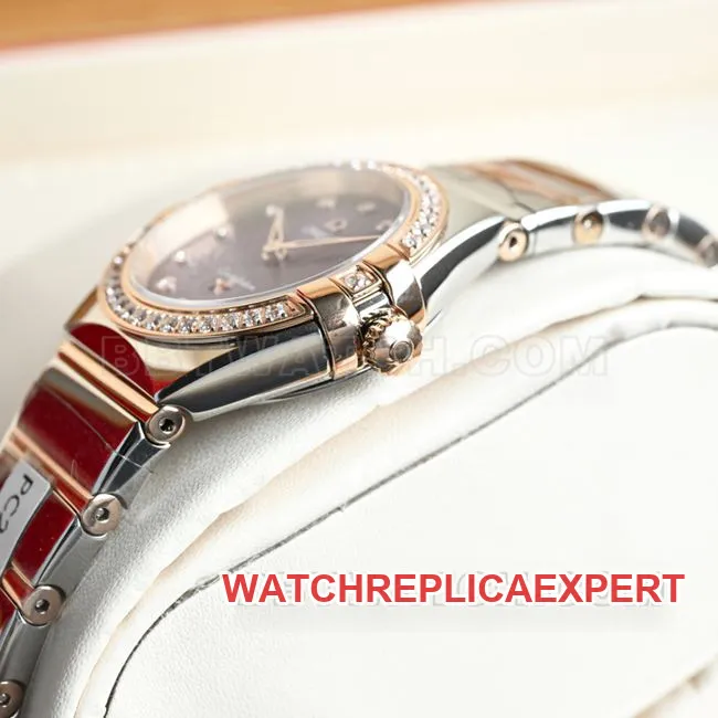 Omega Constellation Purple Dial 28mm Quartz Watch Best Quality Real Shot