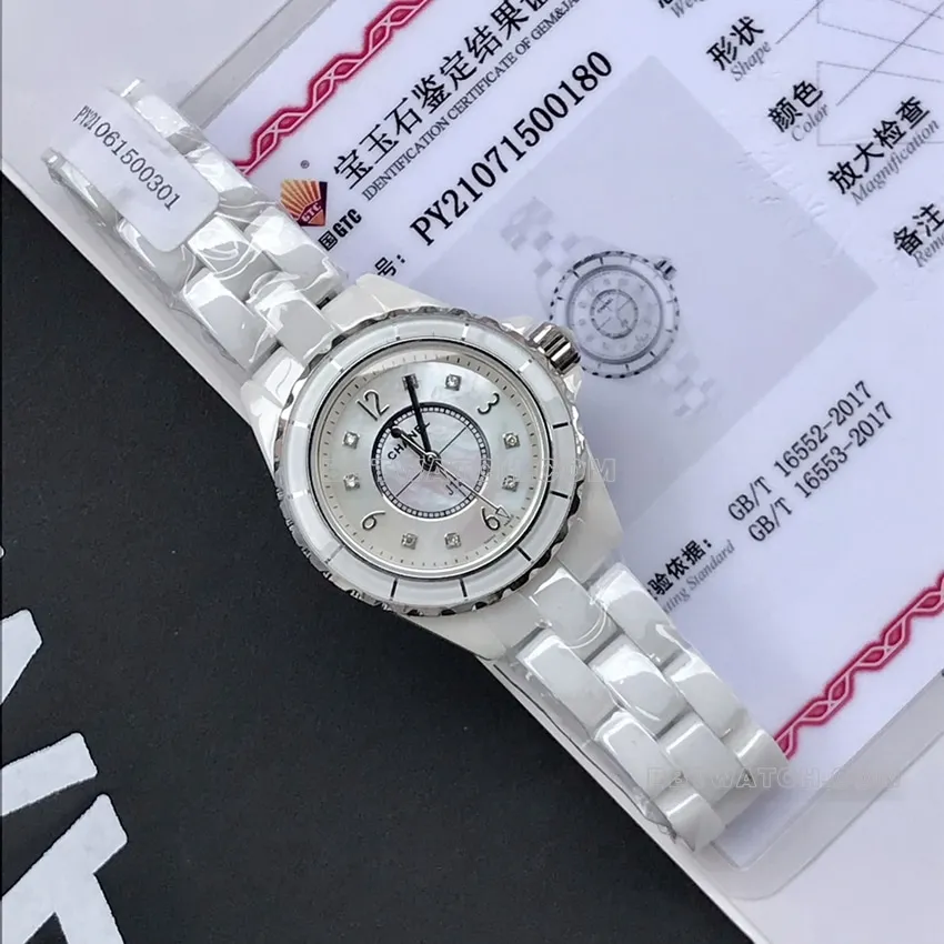 ChanelJ12super white mother of pearl plate 29mmquartzH2570clasplive photos