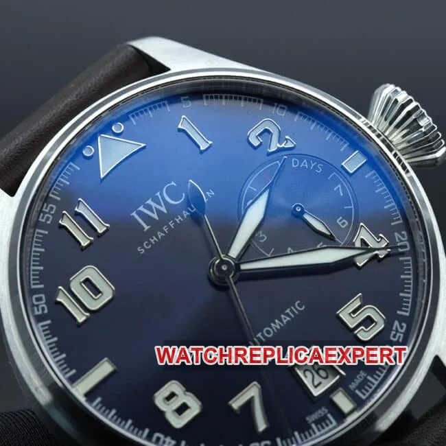 ZF FactoryIWC top-tier watch big pilot series automatic movement men's blue dial brown belt front view