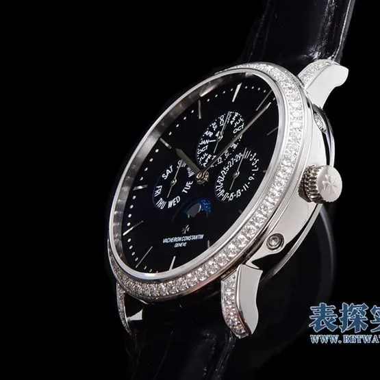 Big factory high-quality Vacheron Constantin heritage series black dial perpetual calendar men's mechanical watch clasp