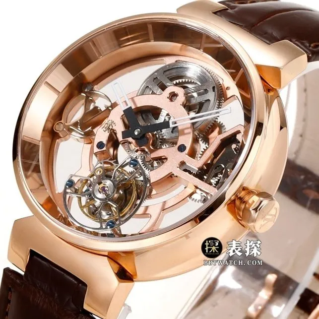 RM Men's Louis Vuitton collectible watches skeleton disk tourbillon rose gold strap models buckle real picture