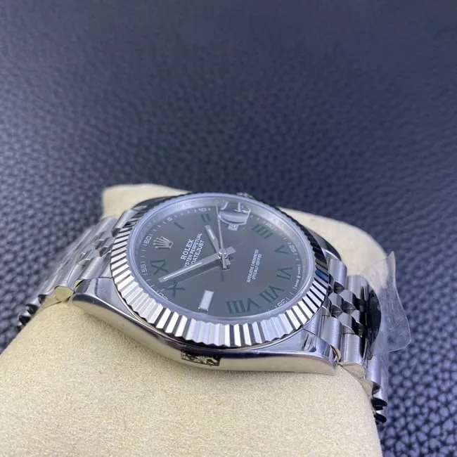 clean factory Rolextop-tier watch men's gray plate steel braceletDatejust series automatic movement watch back cover picture