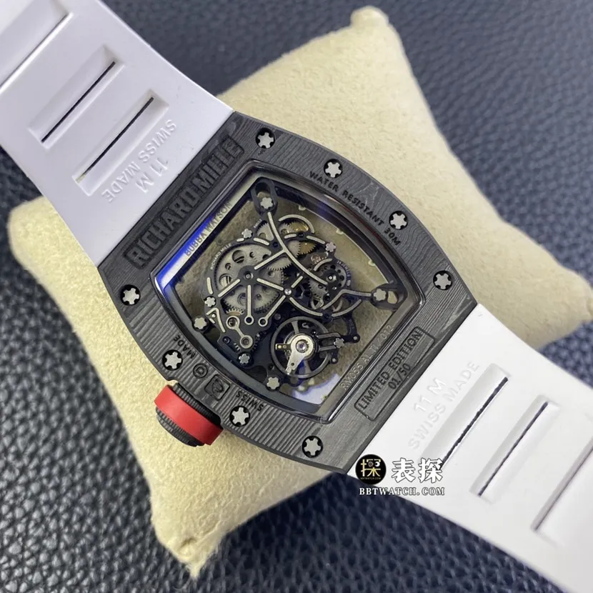 Richard Mille men's RM 055 NTPT1:1top-tier watch men's hollow disc rubber model pictures and prices front live photo