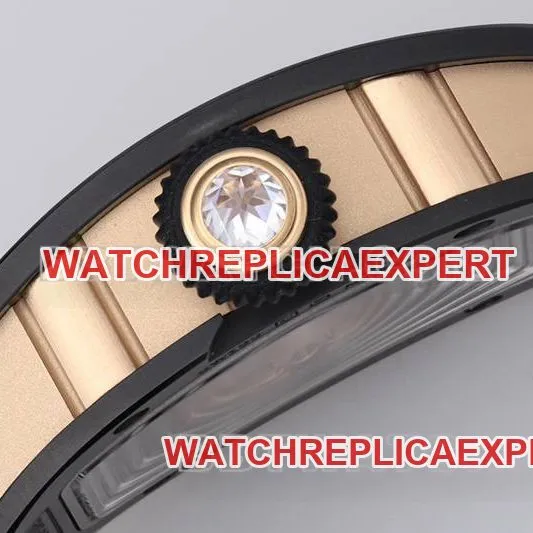 Richard Mille collectible watch ZF Factory black ceramic red dial diamond mechanical watch RM07-1front live photo