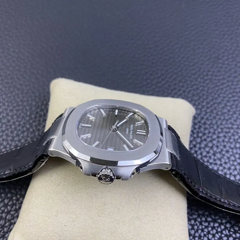3K Factorytop-tierPatek Philippereplica watch Nautilus324SC ultra-thin mechanical gray plate alligator leather movement picture