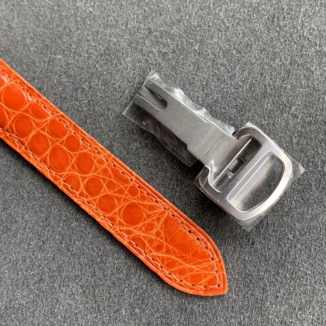 K11 factory top-tier watch Cartier women's tank series pink plate orange belt automatic movementleather strap watch back cover picture