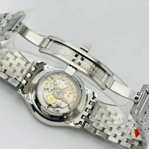 top-tier watch Jaeger-LeCoultre ultra-thin master series white steel white bottom men's watch front view