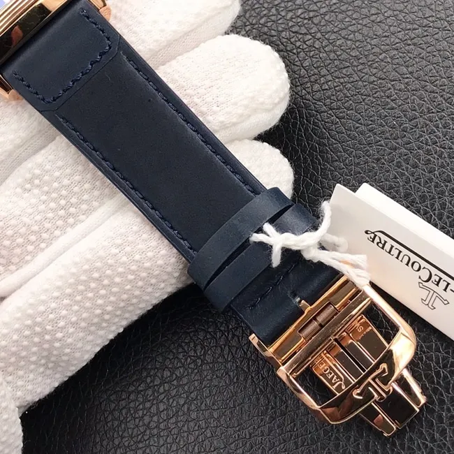 MG factory Jaeger-LeCoultretop-tier watch men's blue dial blue belt flip series manual mechanical watch front view