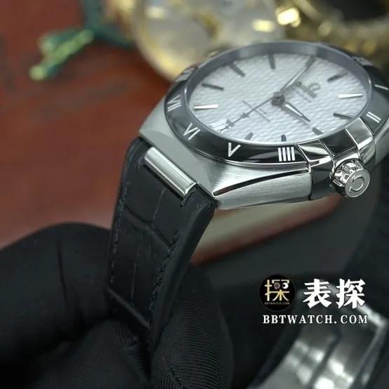 SBF factory Omega Constellation watch men's gray plate leather strap model pictures and prices side live photo