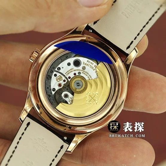 GR factory complications Patek Philippe1:1replica watch olive green dialrose goldleather strap model 5205R-011caseback live photo