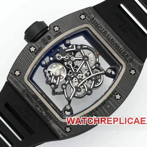 APSRichard Mille1:1super carbon fiber case black rubber model RM055caseback live photo