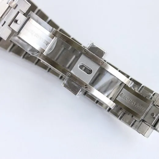 WWE factory top-tier replicaAudemars Piguetsuper watch men's white dialRoyal Oak26574ST series mechanical steel bracelet watch movement picture