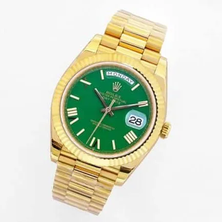 top-tier replicaRolexday displayDatejustK gold men's mechanical watch front view