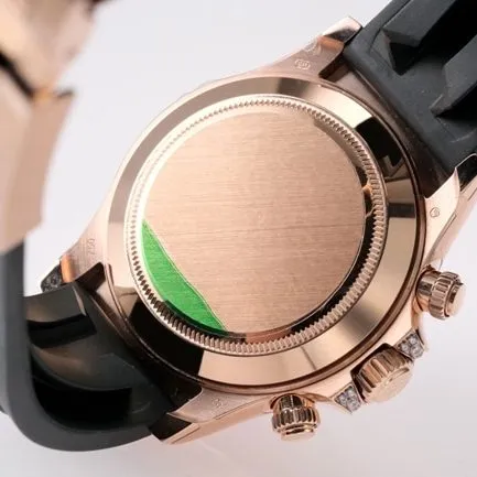 top-tier replicaRolex men's gold plate rubber strap new rainbow di automatic movement watch front view