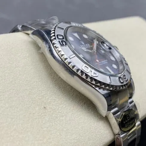 top-tier replicaC factory Rolex blue dial yacht series 3235 movement 904 stainless steel watch front view