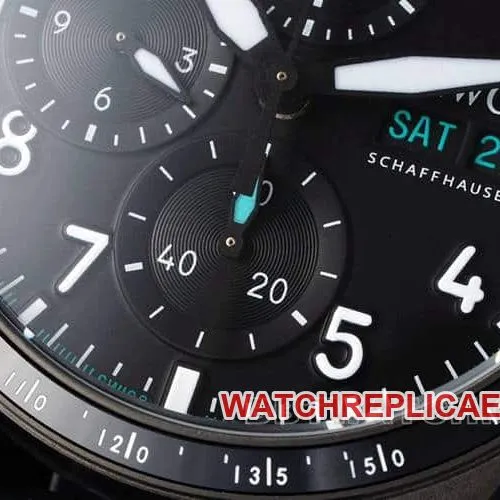 BLSIWC pilot top-tier 1:1high-quality replicablack dialchronograph rubber model IW388306braceletlive photos