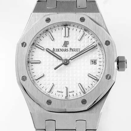 8F factory Audemars Piguet watch women's white dialsteel braceletautomatic movement watch 34mm Royal Oak series watch front view