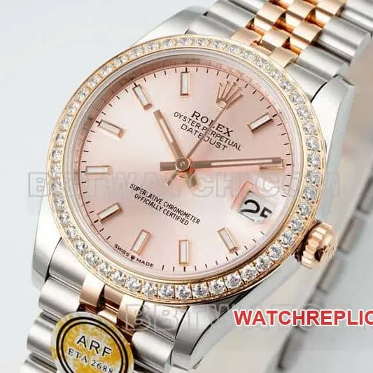 ARF FactoryRolex log super clonerose gold disc diamond bezel31mm intergold five-lattice chain link 278381front live photo