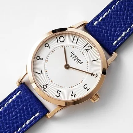top-tier Hermès women's white dial blue band quartzleather strap watch front view