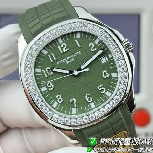 Patek PhilippePPM factory top-tier watch Aquanautgreen dialdiamond bezel5167front live photo