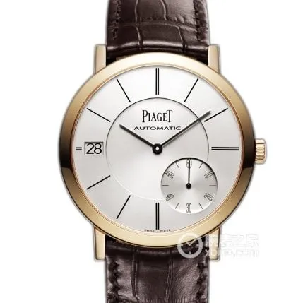 TW factory Piaget watch 18Kchronographwhite dial brown leather bracelet front view