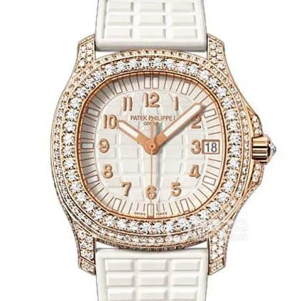 Grenade series Patek Philippe1:1replica watch women's 18Kwhite dial ring diamond lumerubber strap front view