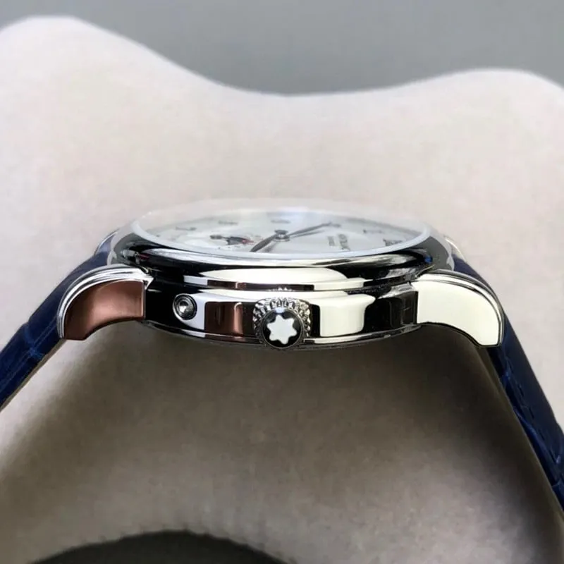 high-quality Montblanc watch star bright star shine moon phase dial front view