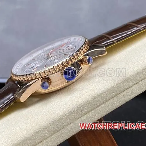 collectible watch BLS factory silver white dialBreitling aviation chronographrose goldleather strap model front live photo