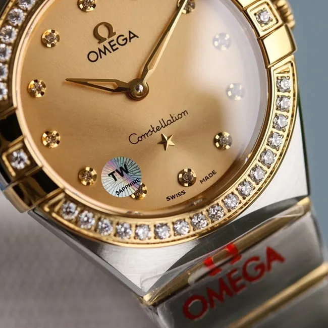 Omegatop-tiertop-tier ladies gold disc steel braceletquartz constellation series watch movement picture