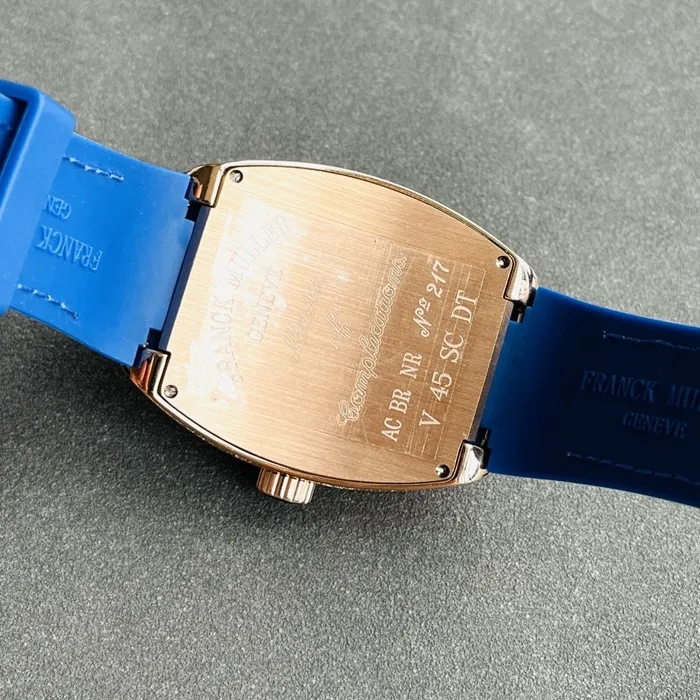 top-tier watch Frank Muller men's blue dialV45 SC DT series full automatic movement watch front view