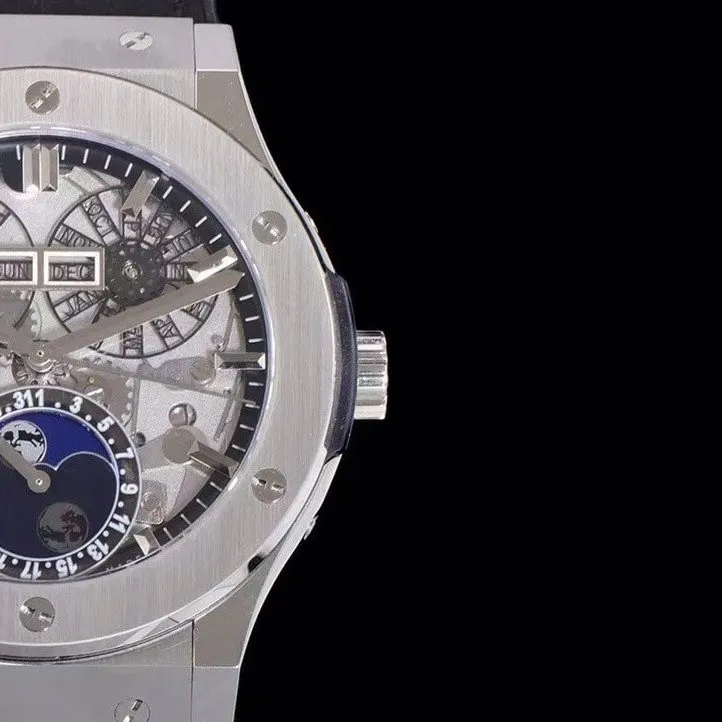 Hublot watch men's classic fusion watch hollow disc leather strap model 547.NX.0170.LRclasplive photos