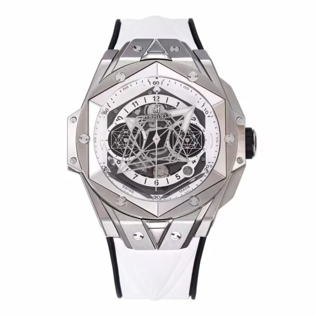 top-tiersuper cloneBBFHublot watch brand new Hublot most popular white steel model front view